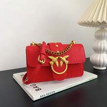 Pk Women's Bags, Exclusive Niche Luxury Shoulder Bag With Swallow Motif, Elegant Shoulder Bag With Chain Strap, Double Swallow Design. - 紅色 - 查看 1