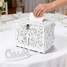 Large Vintage Locked Wedding Card Box With Logo, Used To Store Gift Cards And Envelopes, DIY Anniversary Birthday Party Decor - One Size - View 5