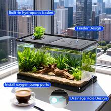 Sturdy Large Aquarium With A Lid - Clear, Leak-Resistant Design Suitable For Fish, Turtles, And Aquatic Plants, Perfect For Use In For Home Offices Or Classrooms, Featuring A Contemporary Rectangular Setup, Great For Christmas And Holiday Decor - M - View 9