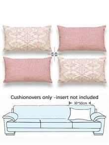 4件套波西米亚风抱枕套，花卉图案，聚酯纤维材质，复古亚麻面料，隐形拉链，可机洗，简约时尚线条图案，家居装饰抱枕套，适用于沙发、客厅、卧室，不含枕芯 - 柔霧粉 - 查看 14