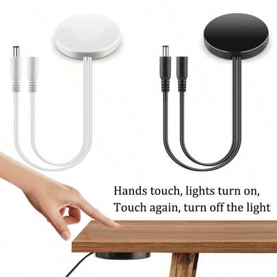 可穿透式 30mm 面板触摸开关 DC 5V-24V LED 调光控制器 黑白智能触摸传感器调光开关，适用于厨房橱柜房间氛围灯