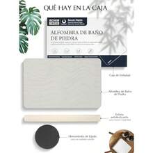 Tapete de Diatomita 60x39cm - Alfombrilla Estampada Ultra Absorbente Secado Rápido y Antideslizante Incluye Kit de Limpieza para Ducha y Bañera Diseño Geométrico Gris y Blanco - Blanquecino - Ver 4