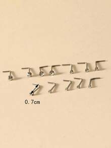 60 piezas Rhinestone Nariz Studs de Acero Inoxidable de Varios Tamaños - Blanco - Ver 4