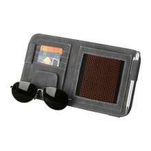 Organizador de visera para coche soporte para tarjetas de piel soporte multifuncional para documentos con clip de lentes de sol organizador universal para el interior del coche para licencia de - Grande Gris - Ver 7