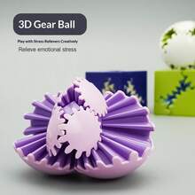 1pc New Creative 3D Gear Rotating Sphere Puzzle Cube, Stress Relief Toy, Essential For Interaction & Socializing, Great Gift For Family, Friends, Birthday, Party, Suitable For Both Men And Women - Multicolor - View 5