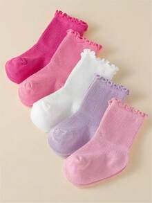 5 đôi tất cho bé gái, kiểu dáng rộng rãi không bó sát, tất công chúa xếp nếp, tất cổ ngắn có bèo nhún cho bé gái. - Nhiều màu - Xem 12