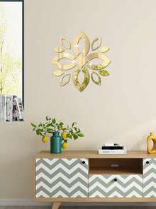 13 piezas de pegatinas de espejo de pared con pétalos de trébol de cuatro hojas dorados - Dorado - Ver 5