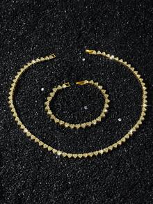 1件套女士全钻心形吊坠项链和手链套装 - Style A - 查看 16