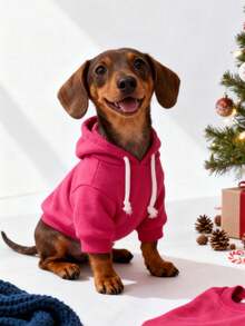 1 buah Pitaya Merah Warna Polos Gaya Korea Bahu Reguler Sederhana Serbaguna untuk Hewan Peliharaan, Cocok untuk Pakaian Dalam/Luar Ruangan Kucing/Anjing yang Hangat dan Nyaman - Hot Pink - View 10
