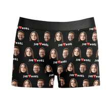 Custom Face Boxers With Hearts, Personalized Couple Photo Underwear, Name Picture Boxer Briefs For Men, Funny Anniversary Gift For Husband - Black - View 2
