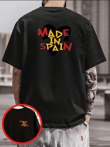 Made In Spain Heart Y2K Streetwear Black Double Sided Print Tee 100% Cotton Summer Breathable Comfort Casual Unisex T-Shirt S-3XL Perfect Gift - màu đen - Xem 3