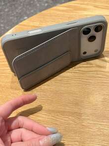 Sleek Leather Card Holder Phone Case For IPhone16, 15, 14, 13, 12, 17, 15 Pro Max, 17 Pro Max, 17 Pro , Large Camera Window Design, Multi-Card Slot Wallet Cover, Shockproof Protective Case With Kickstand, Minimalist Gray Style For Men Women - Grey - View 2