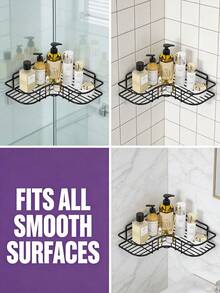 [Durable Black Shower Shelf] 2pcs Modern Sleek Bathroom Corner Storage Racks, Multi-Compartment Wall-Mounted Bathroom Organizer, Rust-Proof Sturdy Corner Shelves For Shampoo, Conditioner, And Cosmetics,No-Drill Adhesive Installation Shower Caddy, - Multicolor - View 11
