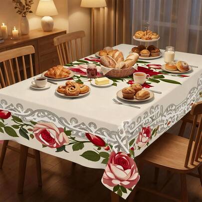 1 chiếc khăn trải bàn vuông kiểu Bắc Âu in họa tiết hoa tươi mát, kích thước 90*140cm, 140*140cm, 140*180cm, 152*220cm, 152*240cm, 152*260cm, thích hợp cho phòng khách, phòng ăn, nhà bếp, ngoài trời và các dịp khác.