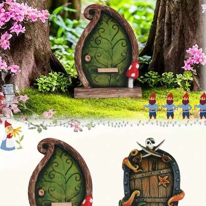 1件农舍童话小屋工艺装饰品，乡村风仙女门微型工艺摆件，创意家居装饰，适用于客厅台面，营造温馨氛围