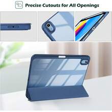 Ốp lưng cứng trong suốt cho iPad thế hệ thứ 11 (A16) & thế hệ thứ 10, giữ nguyên vẻ đẹp ban đầu với chân đế hai góc (30°/60°), ngăn đựng bút cảm ứng tích hợp, chức năng tự động bật/tắt màn hình. - Hải quân - Xem 6