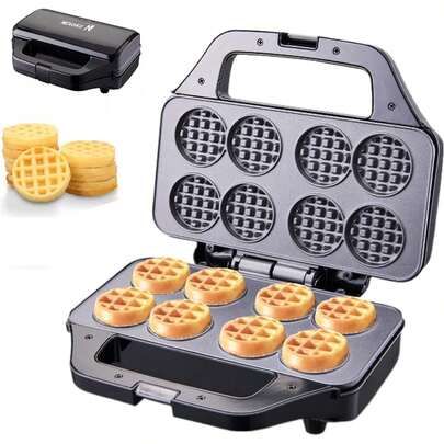 Gofrera De 8 Orificios Con Doble Cara Antiadherente,áQuina Para Waffles, Compacta Y FáCil De Usar, 850W De Potencia, Para Hacer Waffles, Almuerzo O Aperitivos