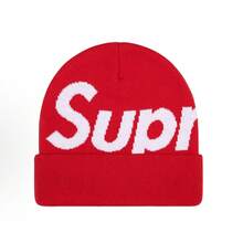 Supreme Intarsia Logo Beanie Hat - Authentic Designer Knitwear | Viral 2026 Unisex Streetwear Winter Accessory | Premium Jacquard Knit Smooth Logo Cap | Iconic Cuffed Beanie Hypebeast Essentials | Luxury Minimalist Knitted Headwear - Đỏ - Xem 3
