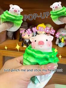 1/4个可爱卡通小猪爆炸玩具，趣味搞怪礼物，适合儿童、青少年和成人，可作为减压玩具，可爱卡通设计，适合旅行和玩耍，适合自闭症儿童，适合作为复活节、万圣节、感恩节、生日礼物，挤压式趣味新奇玩具，蓝色适合男孩，粉色适合女孩，适合放入复活节篮子和圣诞袜中。（手工涂漆部分可能存在轻微错位。） - 彩色 - 查看 2