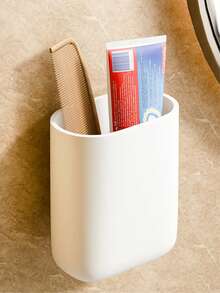 1 chiếc giá đựng bàn chải và kem đánh răng treo tường phòng tắm, chống gỉ. - trắng - Xem 8
