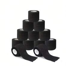 JC TATTOO-Tattoo Machine Grip Tape, Tattoo Grip Protection Bandage, Self-Adhesive Bandage, Disposable Self-Adhesive Bandage, Multiple Sizes Available (1/5/12/24pcs), Elastic Bandage Roll, Suitable For Tattoo Machine, Exercise, Body Protection, Essential For Tattoo Studio! Tattoo Accessories - Black - View 3