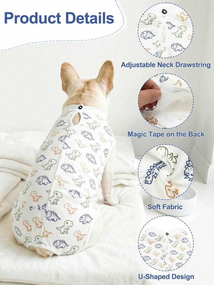 1件狗狗绝育术后恢复服,透气宠物恢复服,适用于雌性/雄性犬术后或断奶后穿着 - 彩色 - 查看 1