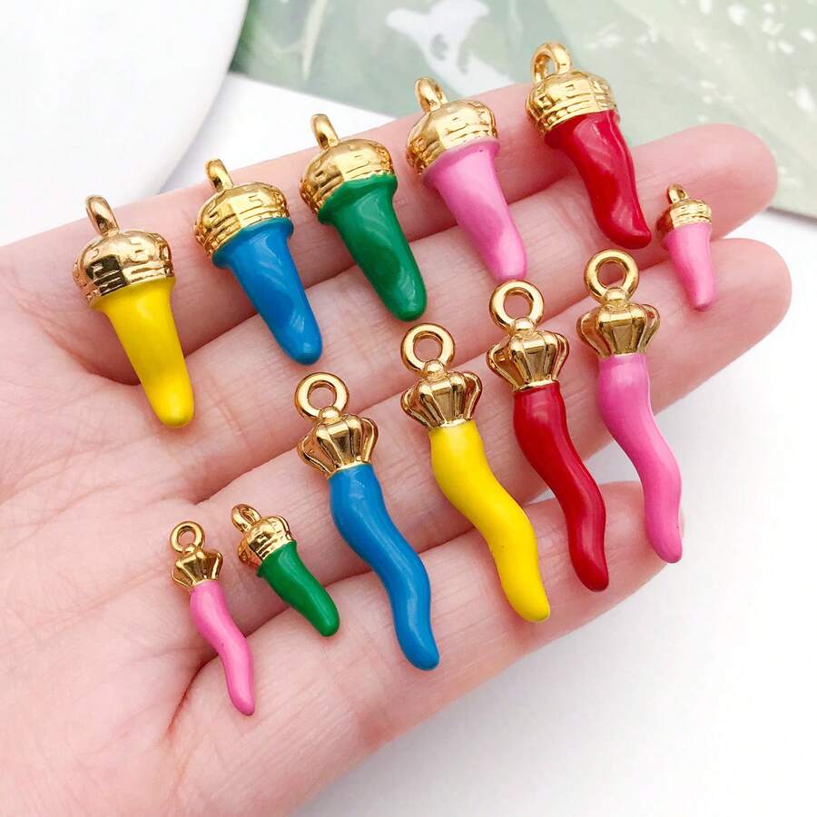 2 mặt dây chuyền hình ớt chuông đỏ bằng thép không gỉ tráng men, mặt dây chuyền hình rau củ quả tráng men để tự làm trang sức như bông tai, vòng cổ, vòng tay.