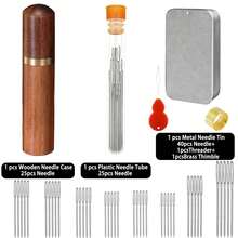 25pcs Portable Wide Eye Sewing Needle Set, Hand Sewing Needles, Embroidery Needles, Portable Transparent Storage Tube - Plastic Shell - View 4