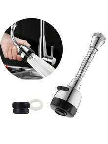 半电镀长气泡器：柔性水龙头气泡器 360 厨房水龙头延长器 ABS 抛光电镀适用于大多数水龙头、洗脸盆和蔬菜盆（银色）。 - 多色 - 查看 5