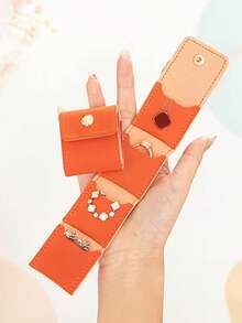 Foldable Multi-Functional Mini Travel Jewelry Organizer, Portable Jewelry Roll Pouch, Minimalist Design With Multiple Compartments, Equipped With Safety Buckle, Suitable For Storing Necklaces, Earrings And Rings, Small Jewelry Bag For Travel And Daily Use - Multicolor - View 7
