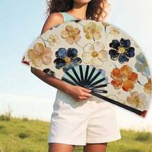 Bộ quạt cầm tay dành cho nam và nữ, được làm từ chất liệu polyester, với họa tiết hoa rực rỡ điểm xuyết màu vàng, mang đến thiết kế trang nhã và sang trọng, phù hợp sử dụng hàng ngày, là phụ kiện thời trang theo phong cách TODAYART, mang lại hiệu ứng thị giác tươi vui và lộng lẫy. Thích hợp cho mùa hè và các dịp lễ. - Nhiều màu - Xem 7