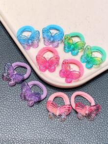 10pcs Colorful Y2K Ombre Butterfly Hair Clips, Shiny Sweet Hair Accessories, Perfect Gift For Cute Girls, Suitable For Daily Casual, Outings, Birthdays, Gifts For Friends, Moms, Concerts, Parties And More, Girls Butterfly Hair Scrunchies, July 4th Decorative Butterfly Hair Rings, Girls Headdress, Baby Girl Hair Accessories, Currently Very Popular, Beach Essential, Cute Accessories, Party Favors, Graduation Gifts, Hair Clips For Girls, Gifts For Little Girls, Cute Little Things, Graduation Gifts, Birthday Decorations - Multicolor - View 3