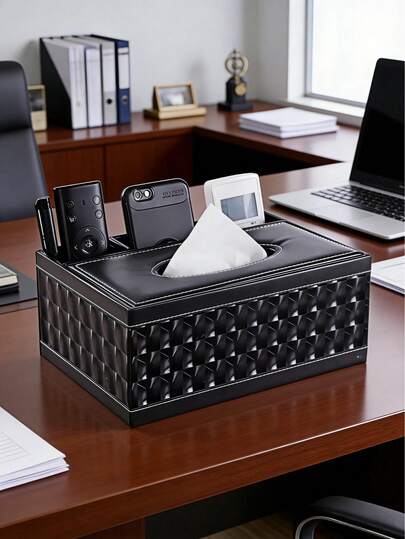 1 Stück Taschentuchbox Set im Retro-Stil, rechteckige Boxablage, PU-Leder Gesichtstuch Aufbewahrungsbox, multifunktionale Fernbedienung Stationery Aufbewahrungsbox, geeignet für Bürobedarf, Wohnzimmer, Schlafzimmer, Schulen, Hotels, Restaurants, Küchenzubehör, Auto Servietten Ständer, dekorative Nachttisch Aufbewahrungsregale, Servietten Papier Taschentuch Spender, ist ein Muss-haben Artikel für Elternküchen, besonders geeignet als Muttertagsgeschenk, schwarz mit Abdeckung.