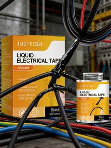 JUE FISH Black Insulating Tape, Waterproof And Heat-Resistant Liquid Insulating Flame Retardant Electrical Tape. It Is Waterproof And Moisture-Proof, With Strong Adhesion, Easy To Use, And Can Be Used On Any Type Of Wire Or Chip, Suitable For Indoor And Outdoor Use. - A - View 4
