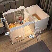 室内宠物狗围栏屋，带厕所区域的狗床，适合泰迪等小型犬 - 彩色 - 查看 12