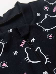 Baby Jumpsuit In Printed Suedine Fabric With Zipper (Newborn/Small/Medium/Large) - Hot Pink - View 2
