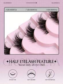 10/9 pares de pestañas postizas de tira media, banda transparente, estilo de ojo de gato, cortas y suaves como el mink 3D, aspecto natural, pestañas postizas de tira - Negro - Ver 3