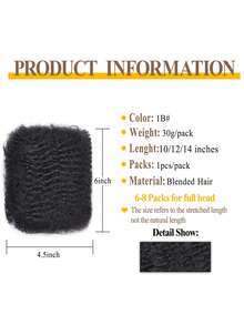 10/12/14 Inch Afro Kinky Curly Hair Bundles, 30g/Pc Natural Black Mixed, Suitable For Dreadlocks, Micro Braids, Braid Repair And Mini Twists - S1 - View 6