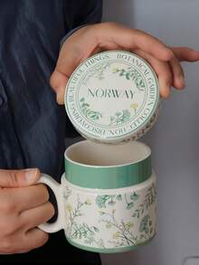 1 pièce Tasse en céramique peinte à la main avec couvercle, chat bleu et blanc et oiseau. Tasse à café/latte bleue et blanche de style français avec couvercle. Tasse à lait/jus bleue et blanche rétro. Convient pour restaurant, salon, café - Multicolore - Voir 12