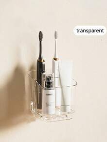 1pc Transparent Toothbrush Holder, Wall-Mounted Storage Rack With Compartments, Storage Rack For Toothpaste And Toothbrushes, Creative No-Drill Bathroom Storage, Can Hold Toothbrushes, Combs, And Razors, Home Bathroom Decoration, Suitable For Various Surfaces, Holder For Toothbrushes And Cosmetics, Designed To Save Space, Serves As A Storage Rack On Bathroom Sinks, Toilets, And Countertops - Multicolor - View 10
