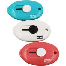 Retractable Mini Utility Knife Box Cutter With Letter Opener Set Of 3 Blue Pink White - 1 - View 2