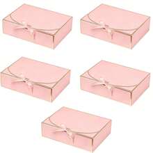 10pcs Set Lidded Gift Box, Gold Trim Pink Box, Size 10.6 X 7.8 X 3.1 Inches, With Pink Ribbon, Suitable For Bridesmaid Invitation, Wedding Gift, Birthday Gift, Party Favor, Decor, Valentine's Day, Bridal Box - Pink With Gold Trim - View 14