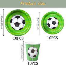 Bộ đồ dùng ăn uống dùng một lần chủ đề bóng đá, đĩa tiệc 7/9 inch, đĩa giấy, cốc, khăn ăn dùng một lần, thích hợp cho các lễ hội, đám cưới, lễ đính hôn, sinh nhật, tiệc tùng, lễ kỷ niệm. - Nhiều màu - Xem 9