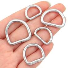 10/20pcs/Pack Iron D-Ring Buckle, Multi-Size Metal D-Rings, Semicircle Rings For DIY Bags, Jewelry, Keychains, Accessories - Silver - View 3