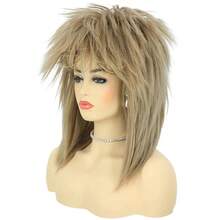 HAIRJOY Synthetic Hair 80s Tina Diva Costume Wig For Women  Blonde Rocker Mullet Wigs Glam Punk Rock Rockstar Cosplay WigY2K Women's Hair Bundle: Wigs, Extensions, Wig Caps & Hair Accessories - A1 - View 4