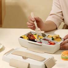 1pc Office Worker & Student Lunch Box, Plastic Compartment Bento Box, Microwave Lunch Container, Sealed Salad Box, Lunch Bag - View 2