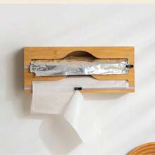1 hộp đựng màng bọc thực phẩm bằng tre kích thước 33.2*14*7cm, hộp đựng giấy bạc và màng bọc thực phẩm, dao cắt màng bọc thực phẩm 2 ngăn, hình chữ nhật tự nhiên để cắt màng bọc thực phẩm và giấy bạc, thích hợp cho nhà bếp - Mùa tựu trường - Màu Khaki - Xem 8