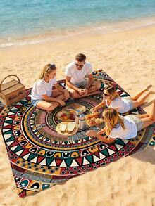 1 pieza Nuevo tapete de playa/picnic impreso digitalmente, a prueba de agua y arena, con un patrón de moda y fresco, adecuado para acampar al aire libre y picnics - A - Ver 6