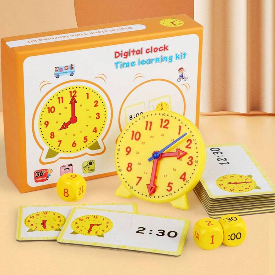 Wooden Digital Clock Early Education Learning Time Cognition Puzzle Board Set Educational Toy - Multicolor - View 1
