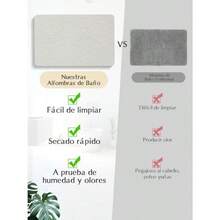 Tapete de Diatomita 60x39cm - Alfombrilla Estampada Ultra Absorbente Secado Rápido y Antideslizante Incluye Kit de Limpieza para Ducha y Bañera Diseño Geométrico Gris y Blanco - Blanquecino - Ver 6